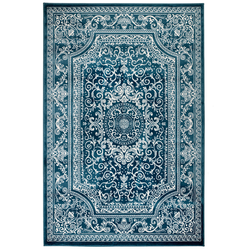 Bungalow Rose Davis Oriental Cobalt Blue Area Rug & Reviews Wayfair